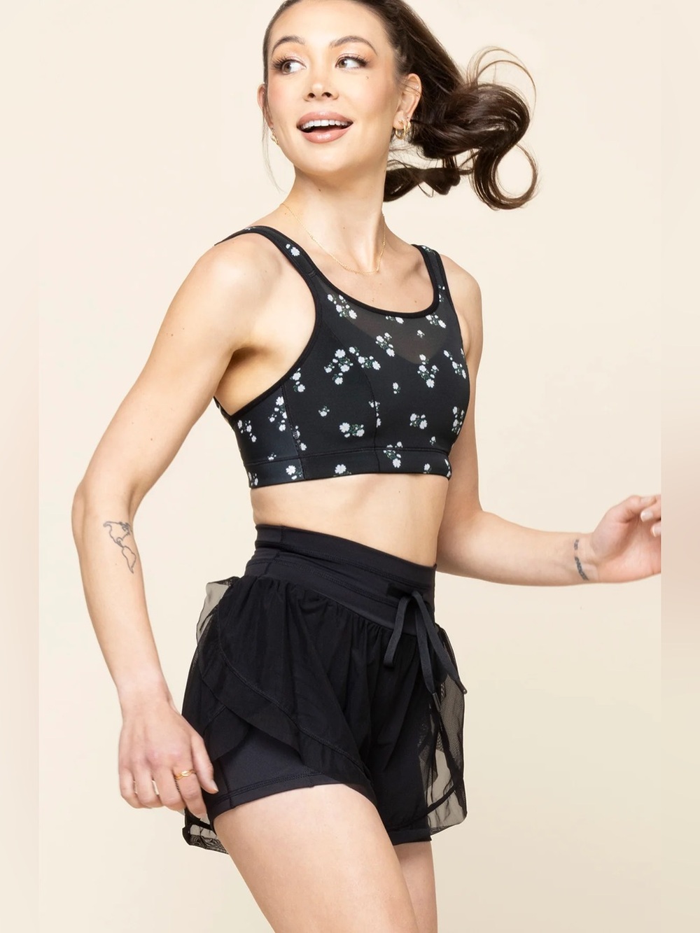 POPFLEX Cadence Mesh Flowy Active Shorts in Black Size Small